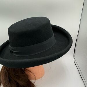 Street Smart Black Wool Hat with black ribbon trim